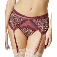 Maidenform Women's Red Cranberry Garter Belt Flocked Mesh Size L Retail $32