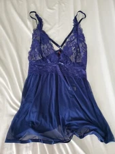 Seven 'til Midnight Navy Blue Babydoll - Sexy Lingerie - Size L/XL