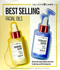 Valjean Labs Morning Glow facial Oil & Overnight Repair Facial Oil 1.83 oz each