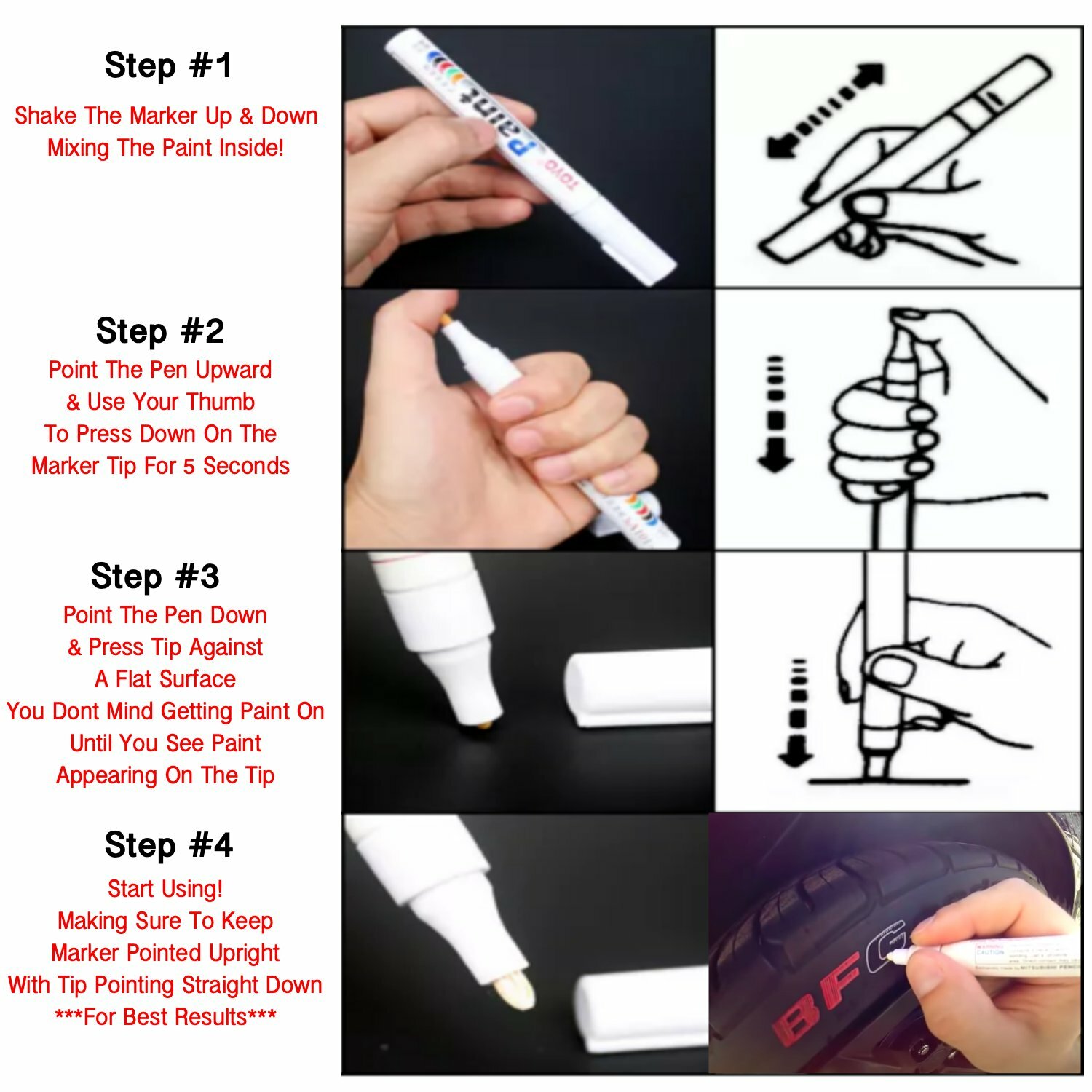 White Marker Tire Ink Permanent Marker Tyre Lettering Paint Pen