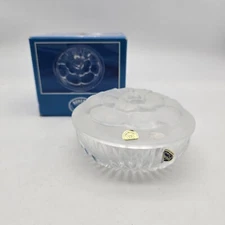 NIB Crystal CzechRepublic Round Shape Flower Lid Covered Trinket Dish Candy Dish