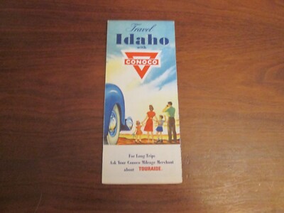 Vintage 1954 Conoco Road Map: Idaho GAS-OIL