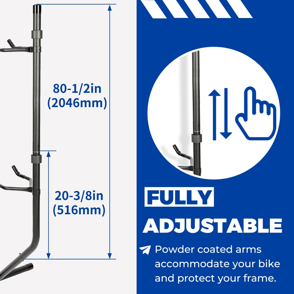 Soporte de almacenamiento de bicicletas soporte de gravedad que ahorra espacio portabicicletas con brazo ajustable para 2 bicicletas Foto 3 de 4