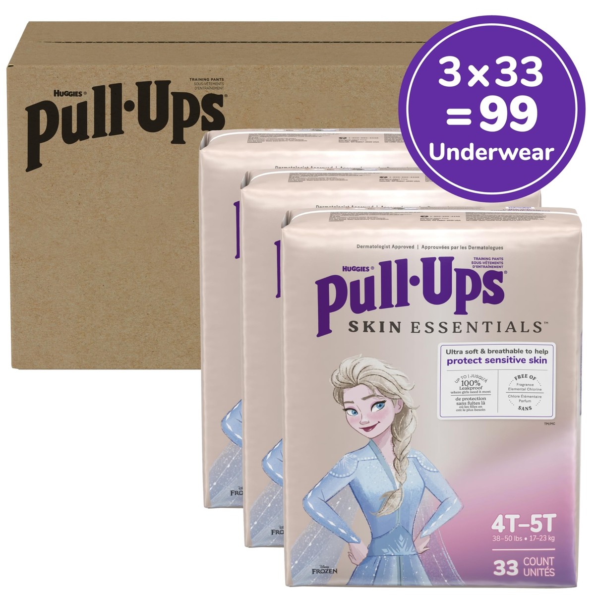 99 Ct Pull-Ups Girls' Skin Essentials 4T-5T Potty Training Pants Training