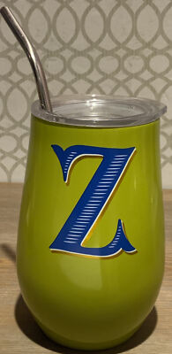   Opalhouse 11.8oz Stainless Steel '' Z '' Monogram Wine Tumbler w/ Straw Green 
