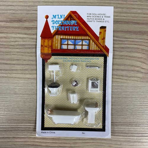 MINI DOLLHOUSE FURNITURE BATHROOM SET MODEL MINIATURES SEALED CRAFTY THINGS