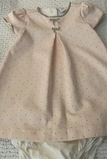 NEW JANIE AND JACK DRESS  PANTIES SZ 12-18 MOS PINK SWISS DOTS SAGE GREEN TRIM