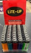 Lite-Up Disposable Lighters 50 Pack – Assorted Colors – Bulk Wholesale Lot – NOS