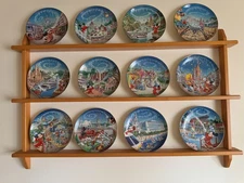 Bradford Exchange 12 Walt Disney World 25th Anniversary 8" Plate Set & Frame
