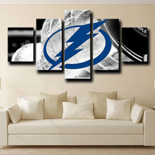 Tampa Bay Lightning NHL Hockey Sports Team Logo 5 Piece Panel Canvas Wall Art
