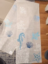 72" x 14" Cotton Ocean Table Runner Beige B1