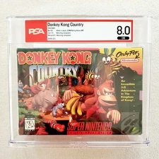 1994 SNES Donkey Kong Country Graded WATA PSA 8.0 CIB Complete 8.5 Box Matching