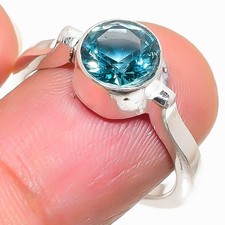 Aqua Aquamarine Gemstone Handmade 925 Sterling Silver All Size Ring For Gift
