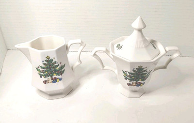 Vintage Discontinued NIKKO Christmastime Creamer & Sugar Cup w/ Lid 