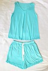 Nachila Womens Pajama Set Size M Capri Blue Tank Top Shorts Sleepwear Viscose — photo 2