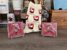 LOT OF 3 Campari Red Aperitif Gift Bundle. Brand New Socks + 2 Pins