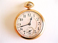 VINTAGE ELGIN FATHER TIME 21J GRADE 454 SIZE 16 RAILROAD POCKET WATCH RUNING.