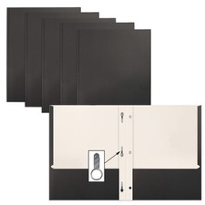 Black Paper 2 Pocket Folders with Prongs, 50 Pack, Matte Texture, Letter Size...