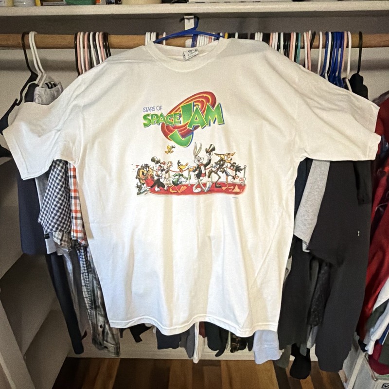 Q-Tees Space Jam Stars Graphic Movie T-Shirt White XL Original Made in USA