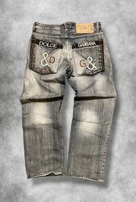 D&G Dolce Gabbana Vintage Baggy Jeans Printed Logo Y2K Archive Denim W33