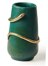 Flower Vase 8 Inch Green and Gold Snake vases for Decor, Unique Flower 01-green