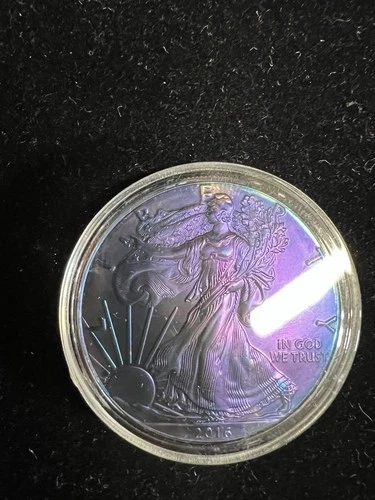 2016 1 oz American Silver Eagle Coin .999 Pure BU Wild Purple Toner Toning Toned