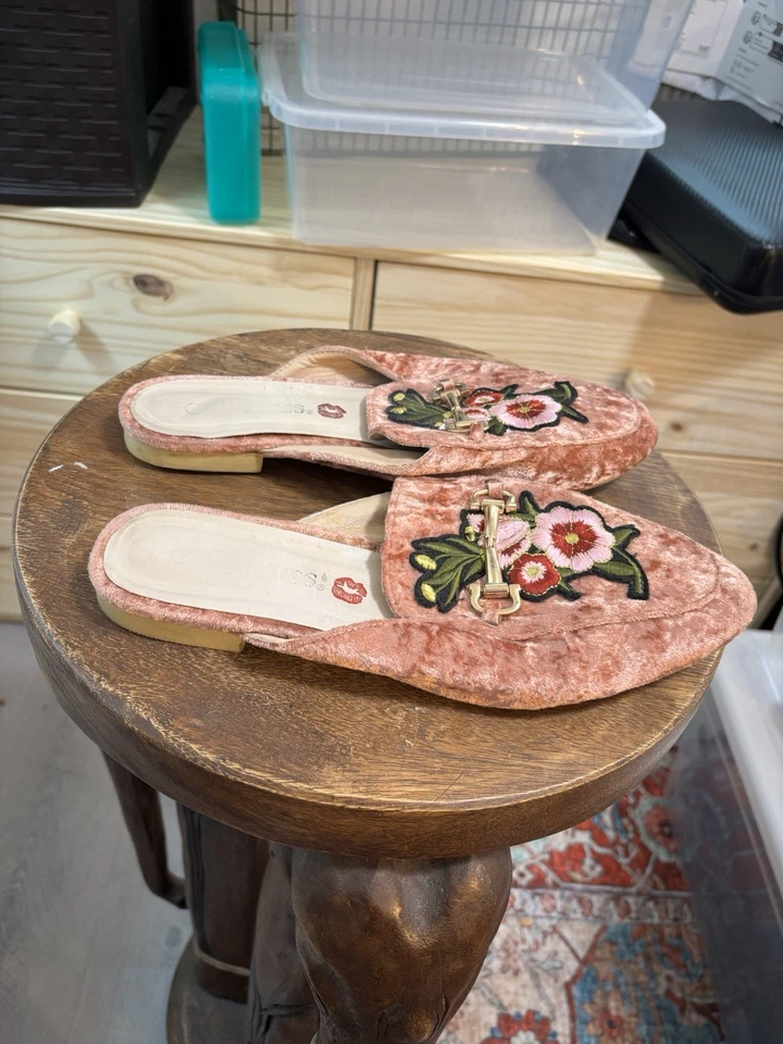 Zapatos planos de ballet de terciopelo rosa HotKiss para mujer talla 10 para fumar Y2K Foto 3 de 4