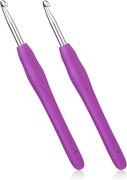 Deudy HäKelnadeln Set, 2 StüCk 5Mm Ergonomische HäKelnadel Mit Rutschfest-image
