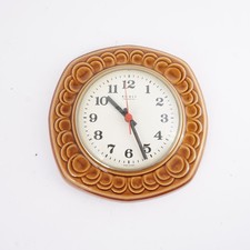 Quartz Weimar 70s Vintage Kitchen Clock Ceramic Wall Clock Brown