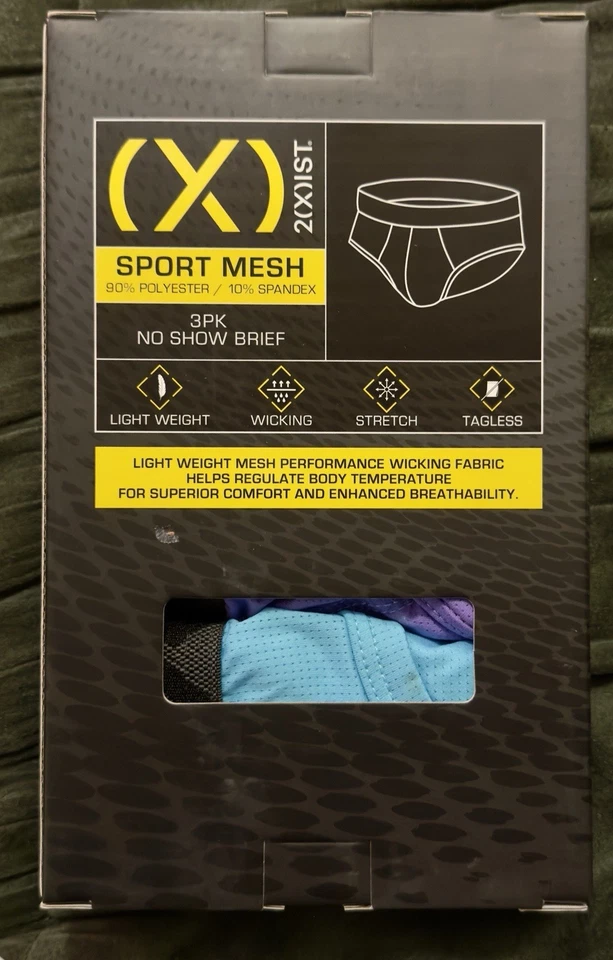 2xist Men’s 3 Pack Brief Sport Mesh No Show Brief Sz Medium Blue/purple - Image 4 of 4
