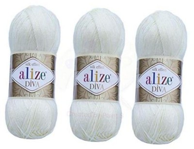 Diva Yarn 100% Microfiber Acrylic Yarn Silk Effect Thread 1055 - Sugar White