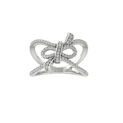 Modischer Damenring 0,325 kt im Labor gezüchteter Diamant 10 K Weißgold Größe 7
