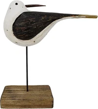 Wooden Sea Bird Statue Seagull on Stand Decor Nautical Coastal Birds Sculpture I