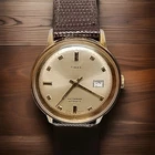 1971 Men's 35mm Timex Viscount w/ Date Gold Tone Automatic Watch - Great Britain