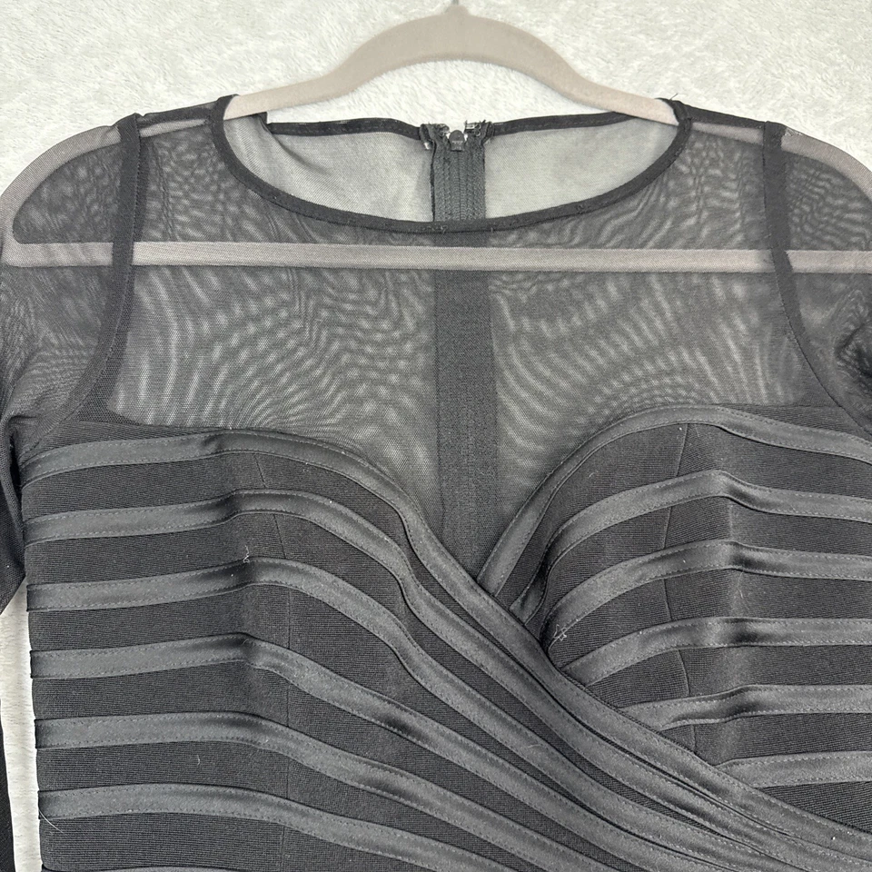 Vtg Y2K Bustier Top Womens 6 Black Sheer Mesh Party Grunge Whimsigoth Sexy Edgy - Image 2 of 4