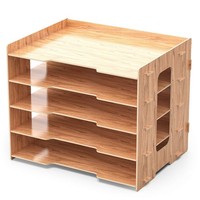 BüRo Ablage Holz Papierablage A4 Stapelbar Organizer Schreibtisch 5 FäCher