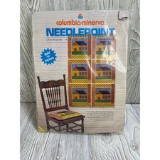 Vintage 1974 Columbia Minerva Needlepoint Kit 2365 Log Cabin 14x14 NOS