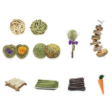 31 Pieces Bunny Chews Timothy Balls for Hay Treat Blocks for Rabbit Chinchi