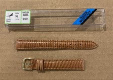 Ladies Genuine Italian Leather Lizard Grain Watch Band Strap Long Length - Brown