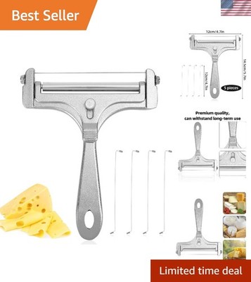 Stainless Steel Wire Cheese Slicer with 4 Extra Wires Adjustable Thickness, Hand
