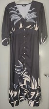 Chicme Long Black Floral Dress Womens Button Up Long Large Dress NEW