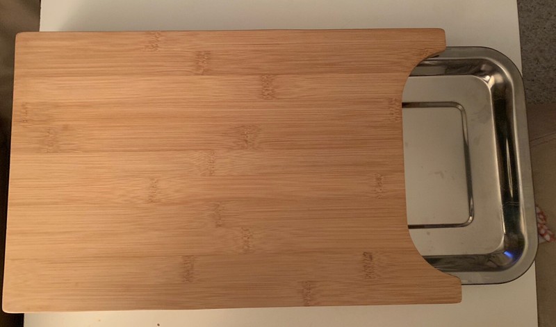 NEW Kitchen Bamboo Cheese Board Natural Bamboo Cutting Board Sliding Metal Tray