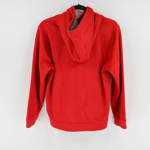 Under Armour Sweatshirt Hooded Boys Size YXL Red Fleece Loose Fit Front Pocket - Picture 2 of 8