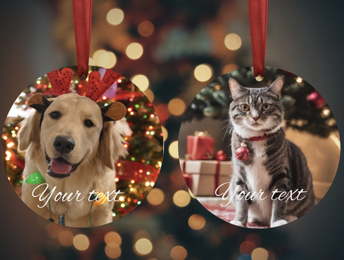 Personalised Dog Cat Pet Photo Christmas Bauble Tree Decoration Keepsake Gift - Picture 2 of 2