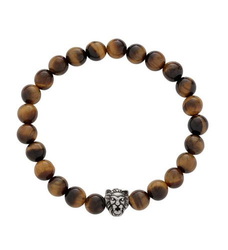 Revere Herren Armband Edelstahl Tigerauge Löwenkopf - Bild 2 von 3