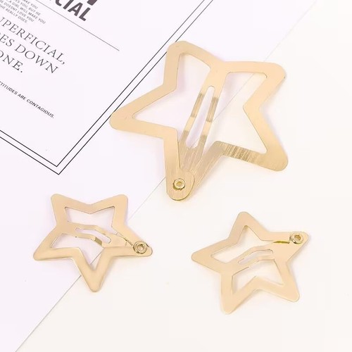 10 Gold Star Hair Clips Cute Snap Barrettes for Girls Women Kids - Picture 8 of 9