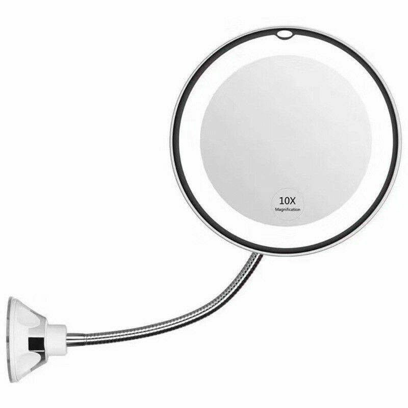 10X Magnifying LED Light Up Shaving Makeup Mirror with Locking Suction Cup