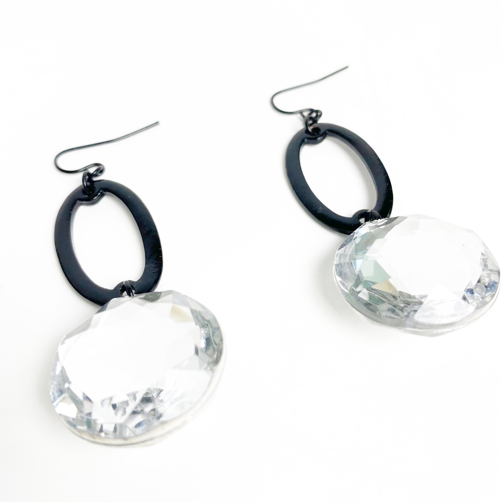 large rhinestone black loop dangling EARRINGS fas… - image 6