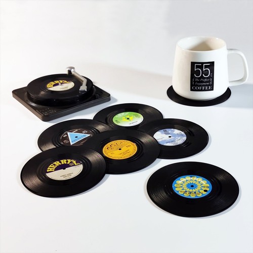 6 posavasadas creativas para discos de vinilo con soporte para vidrio bebida vajilla decoración del hogar - Imagen 6 de 7