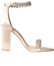 Badgley Mischka Champagne Satin Mayra Heeled Sandal Size 11 Worn Once 